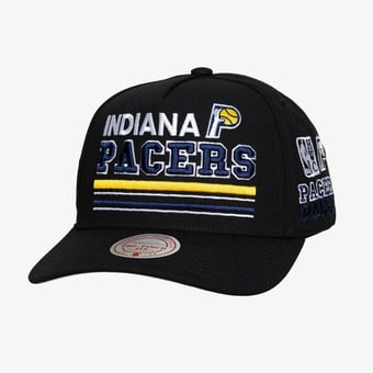 Men's Mitchell & Ness  Black Indiana Pacers Hardwood Classics Triple Check Pro Snapback Hat