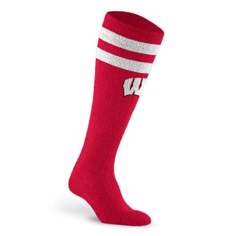 Unisex PRO Compression Wisconsin Badgers Cozy Feather Varsity Stripe Over-the-Calf Light Graduated Compression Socks