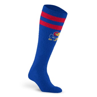 Unisex PRO Compression Kansas Jayhawks Cozy Feather Varsity Stripe Over-the-Calf Light Graduated Compression Socks
