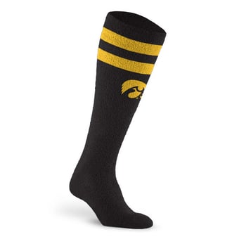 Unisex PRO Compression Iowa Hawkeyes Cozy Feather Varsity Stripe Over-the-Calf Light Graduated Compression Socks