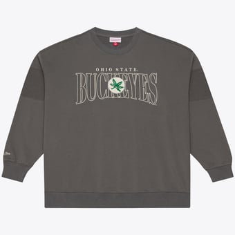 Men's Mitchell & Ness  Gray Ohio State Buckeyes Oversized Heritage Hues Fleece Sweatshirt