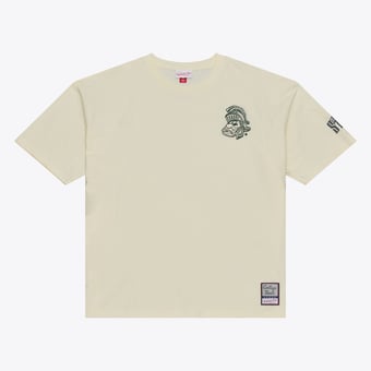 Men's Mitchell & Ness  Cream Michigan State Spartans Oversized Heritage Hue T-Shirt