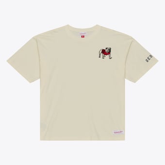 Men's Mitchell & Ness  Cream Georgia Bulldogs Oversized Heritage Hue T-Shirt
