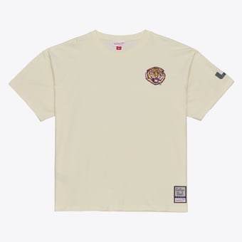 Men's Mitchell & Ness  Cream LSU Tigers Oversized Heritage Hue T-Shirt