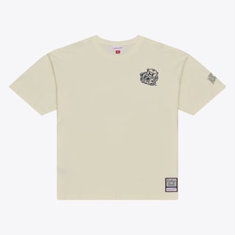 Men's Mitchell & Ness  Cream Michigan Wolverines Oversized Heritage Hue T-Shirt
