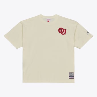 Men's Mitchell & Ness  Cream Oklahoma Sooners Oversized Heritage Hue T-Shirt