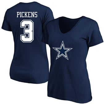Women's Fanatics George Pickens Navy Dallas Cowboys Plus Size Name & Number V-Neck T-Shirt
