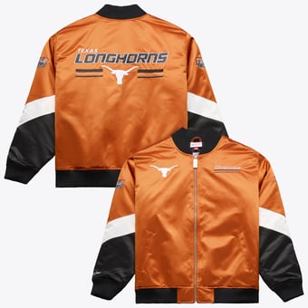 Men's Mitchell & Ness  Texas Orange Texas Longhorns Triple Check Heavyweight Satin Jacket