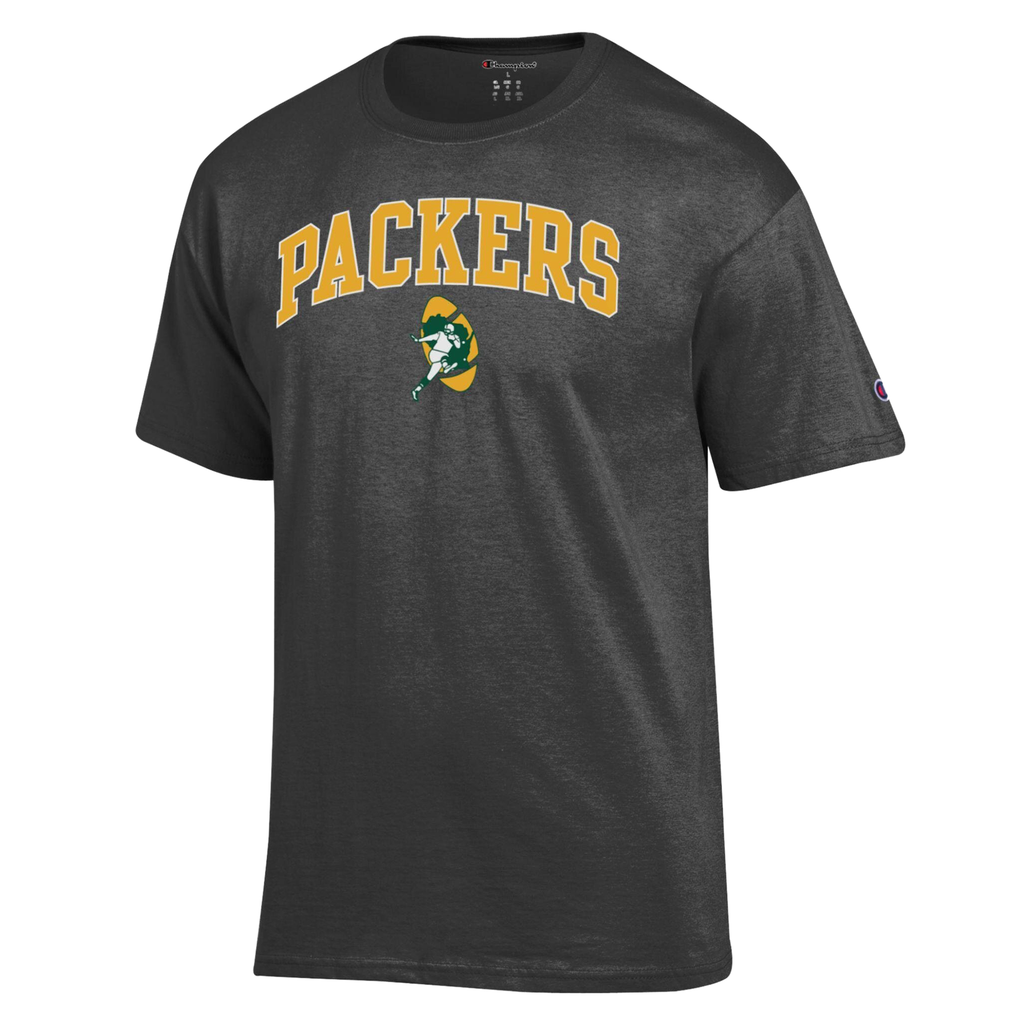 Men's Champion Heather Charcoal Green Bay Packers Arch Over Logo T-Shirt