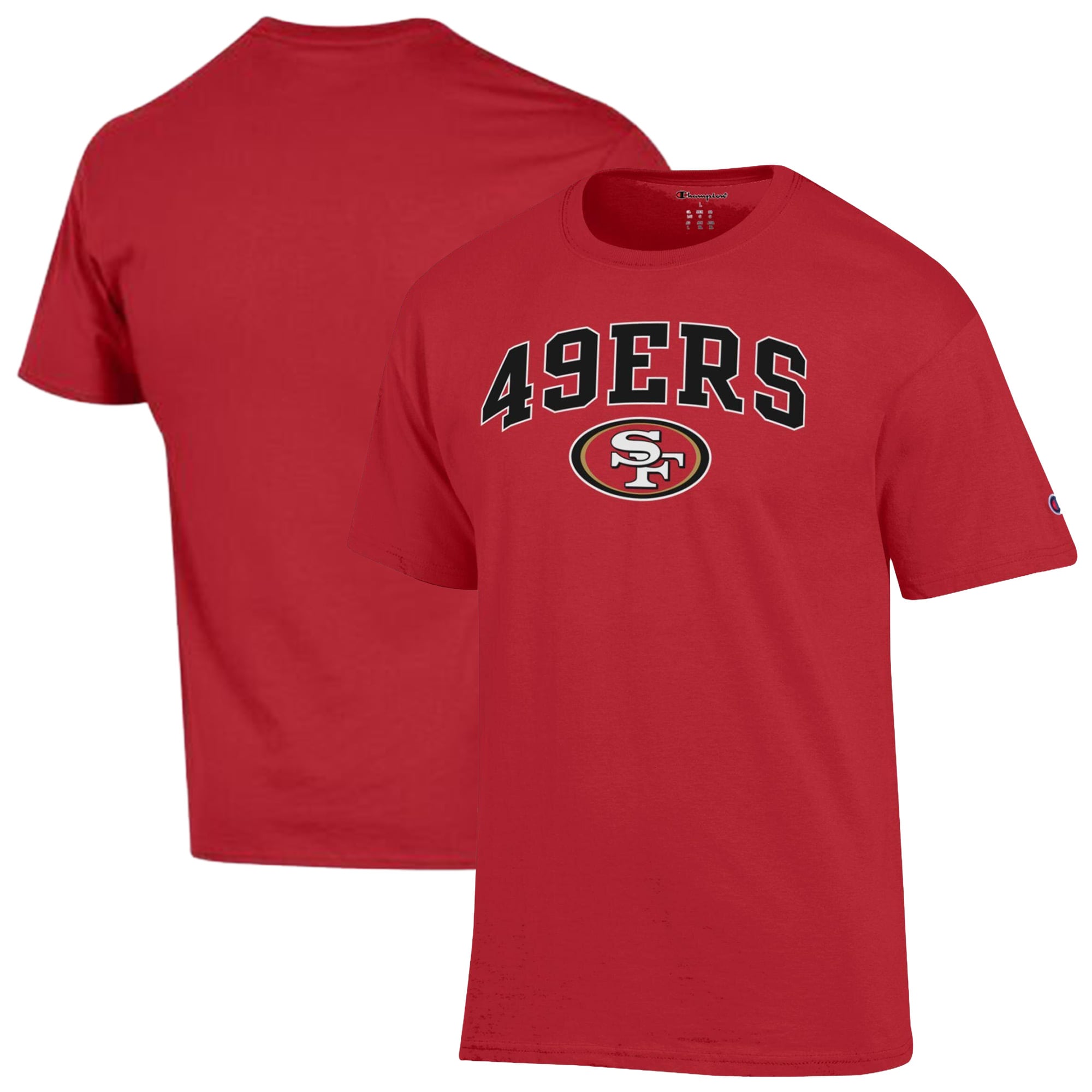 Men's Champion Scarlet San Francisco 49ers Arch Over Logo T-Shirt