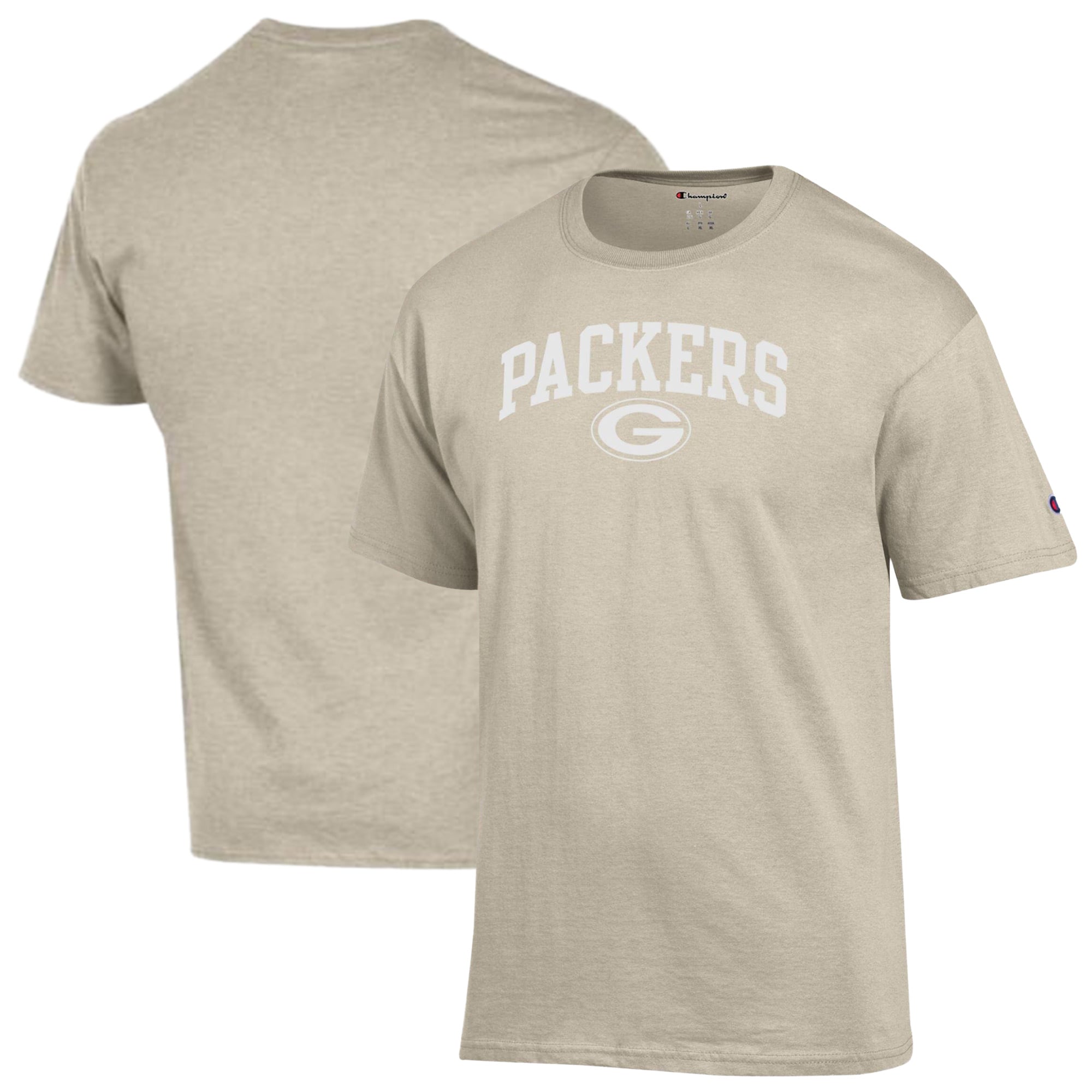 Men's Champion Oatmeal Green Bay Packers Jersey T-Shirt