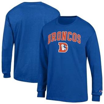 Men's Champion Royal Denver Broncos Arch Over Logo Long Sleeve T-Shirt
