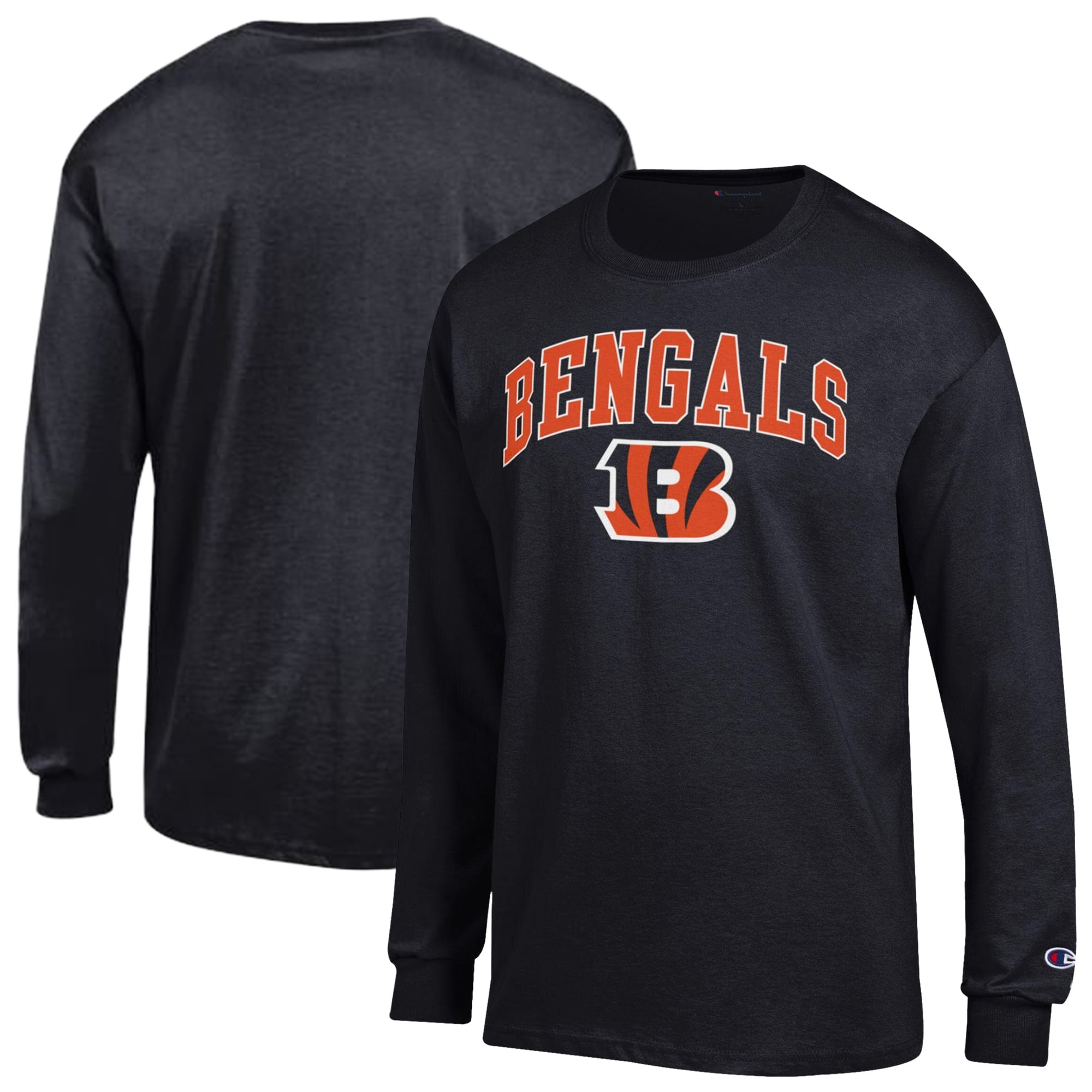 Men's Champion Black Cincinnati Bengals Arch Over Logo Long Sleeve T-Shirt