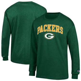 Men's Champion Green Green Bay Packers Arch Over Logo Long Sleeve T-Shirt