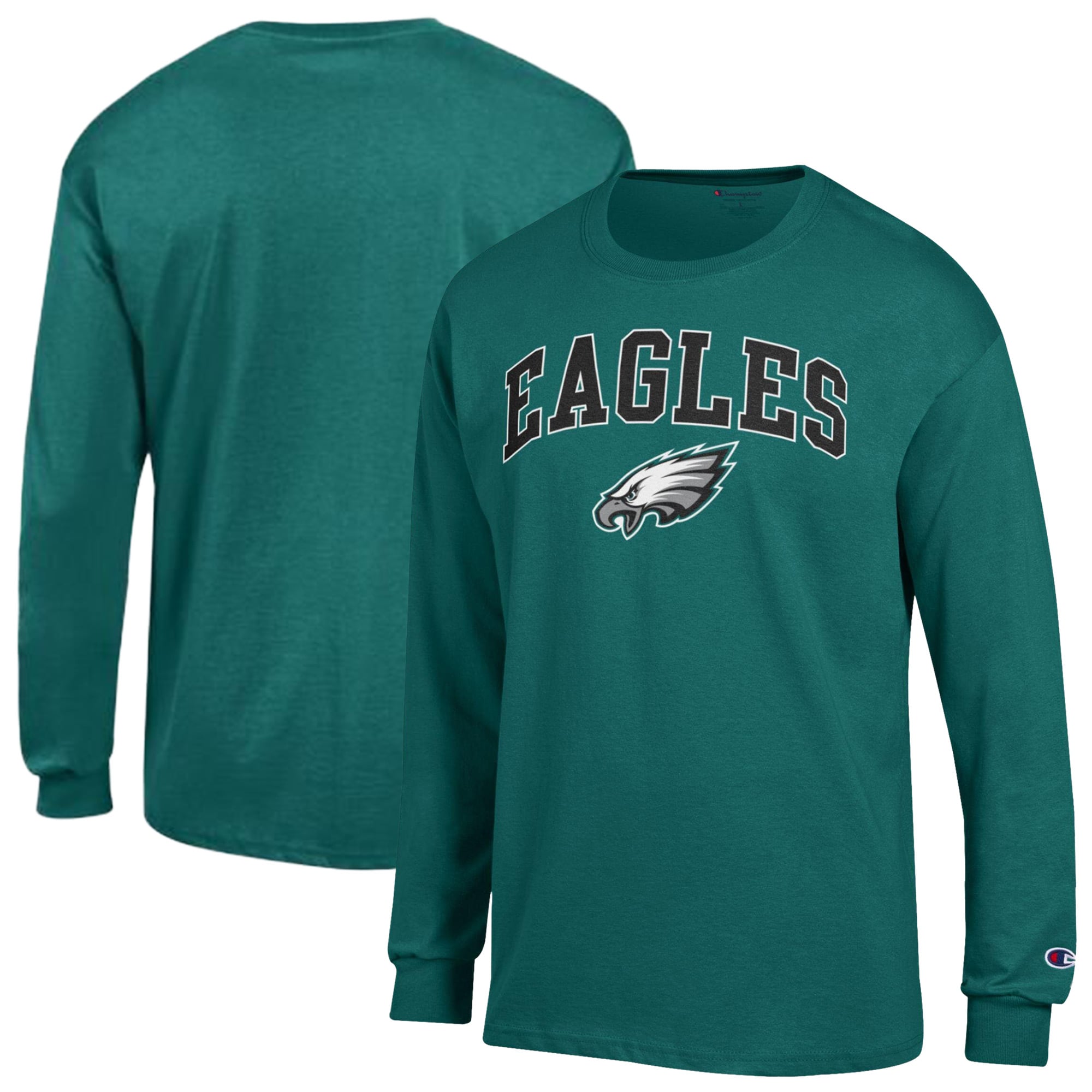 Men's Champion Midnight Green Philadelphia Eagles Arch Over Logo Long Sleeve T-Shirt