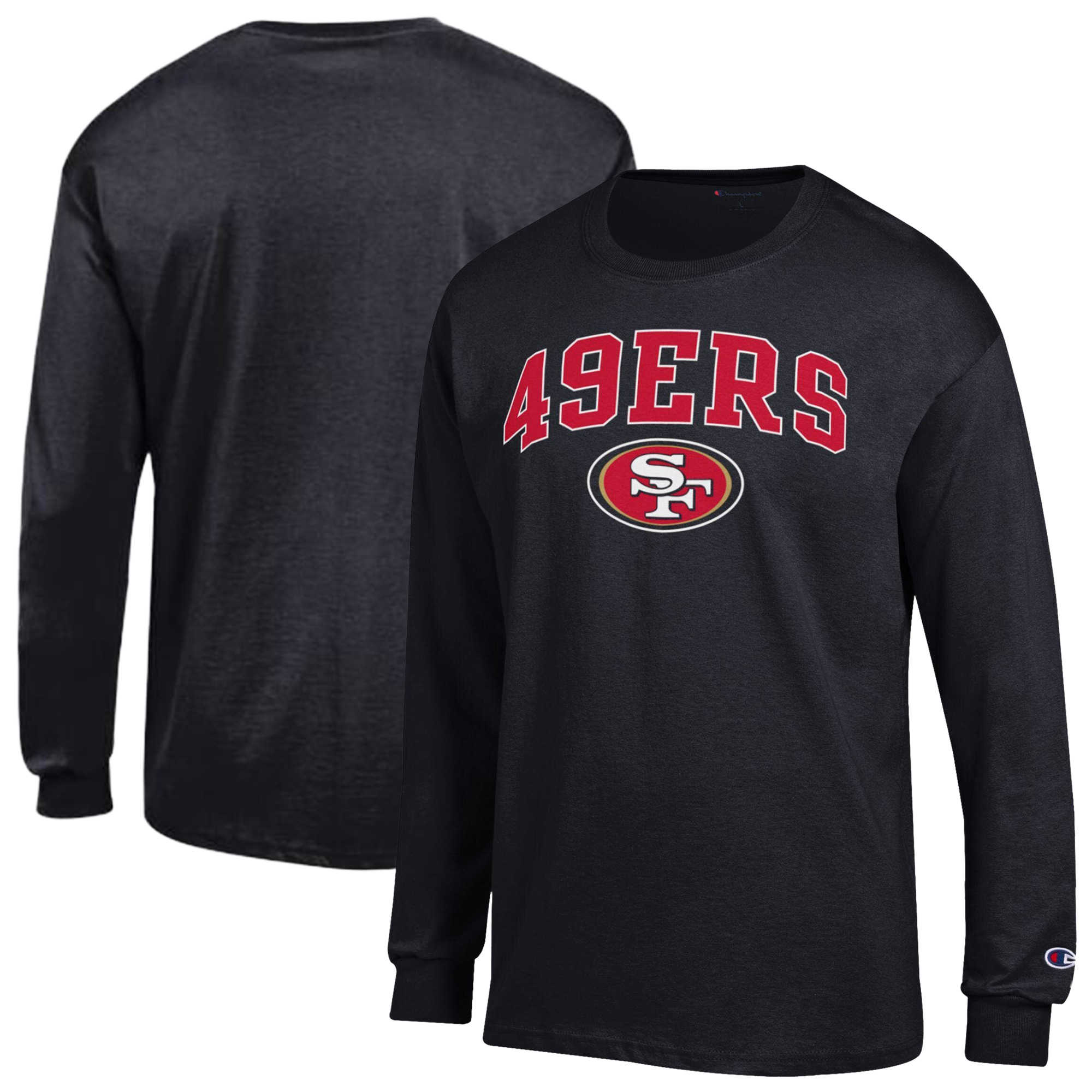 Men’s Champion Black San Francisco 49ers Arch Over Logo Long Sleeve T-Shirt Men’s Champion Black San Francisco 49ers Arch Over Logo Long Sleeve T-Shirt