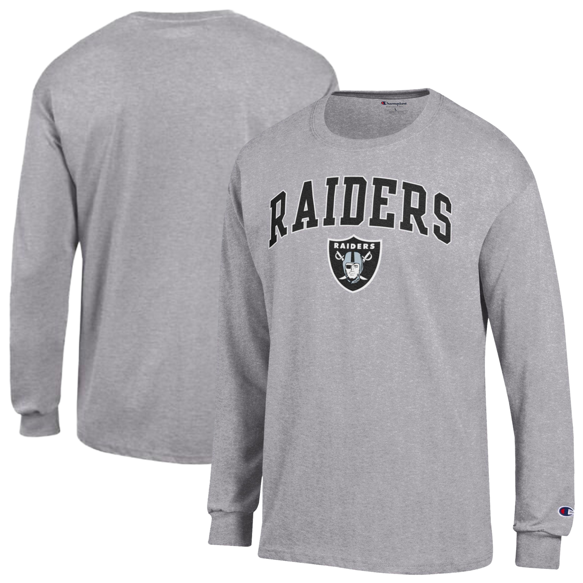 Champion Men's Gray Las Vegas Raiders Arch Over Logo Long sleeves T-Shirt - Gray