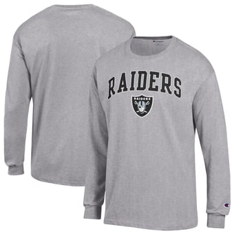 Men's Champion Gray Las Vegas Raiders Arch Over Logo Long Sleeve T-Shirt