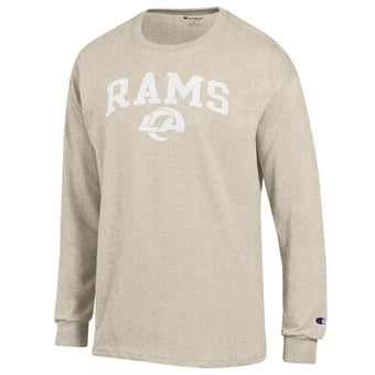 Men's Champion  Heather Oatmeal Los Angeles Rams Jersey Long Sleeve T-Shirt