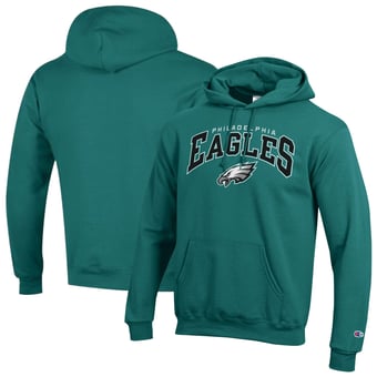 Men's Champion Midnight Green Philadelphia Eagles Powerblend Arch over Logo Hoodie