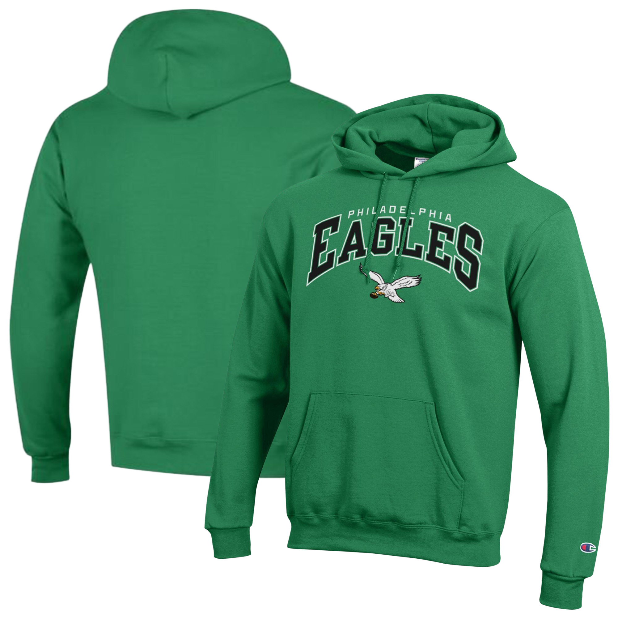 Champion Men's Kelly Green Philadelphia Eagles Power Blend Arch over Logo Hoodie - Kelly Green