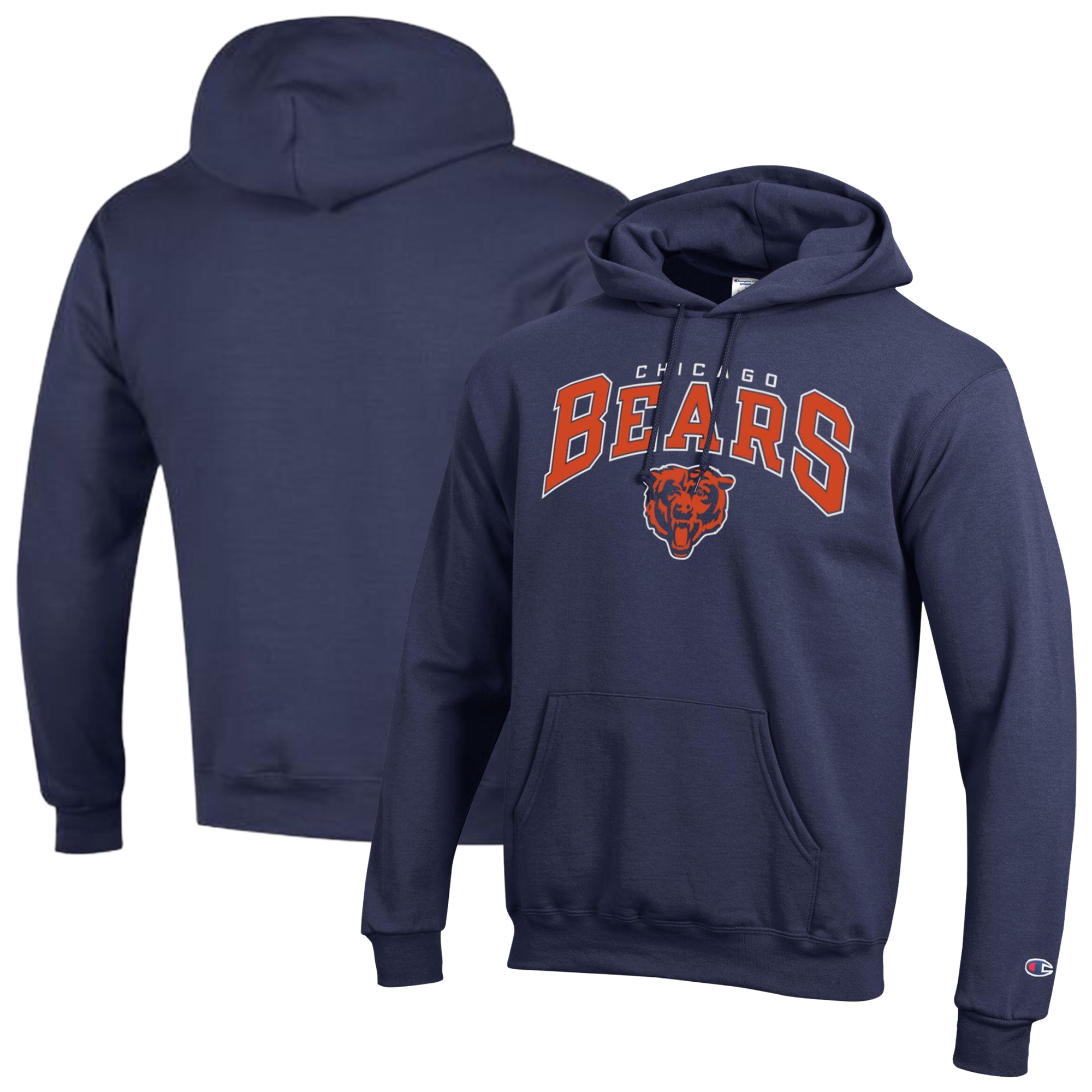 Champion Men's Navy Chicago Bears Power Blend Arch over Logo Hoodie - Navy