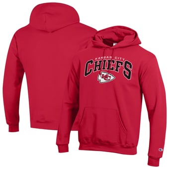 Men's Champion Red Kansas City Chiefs Powerblend Arch over Logo Hoodie