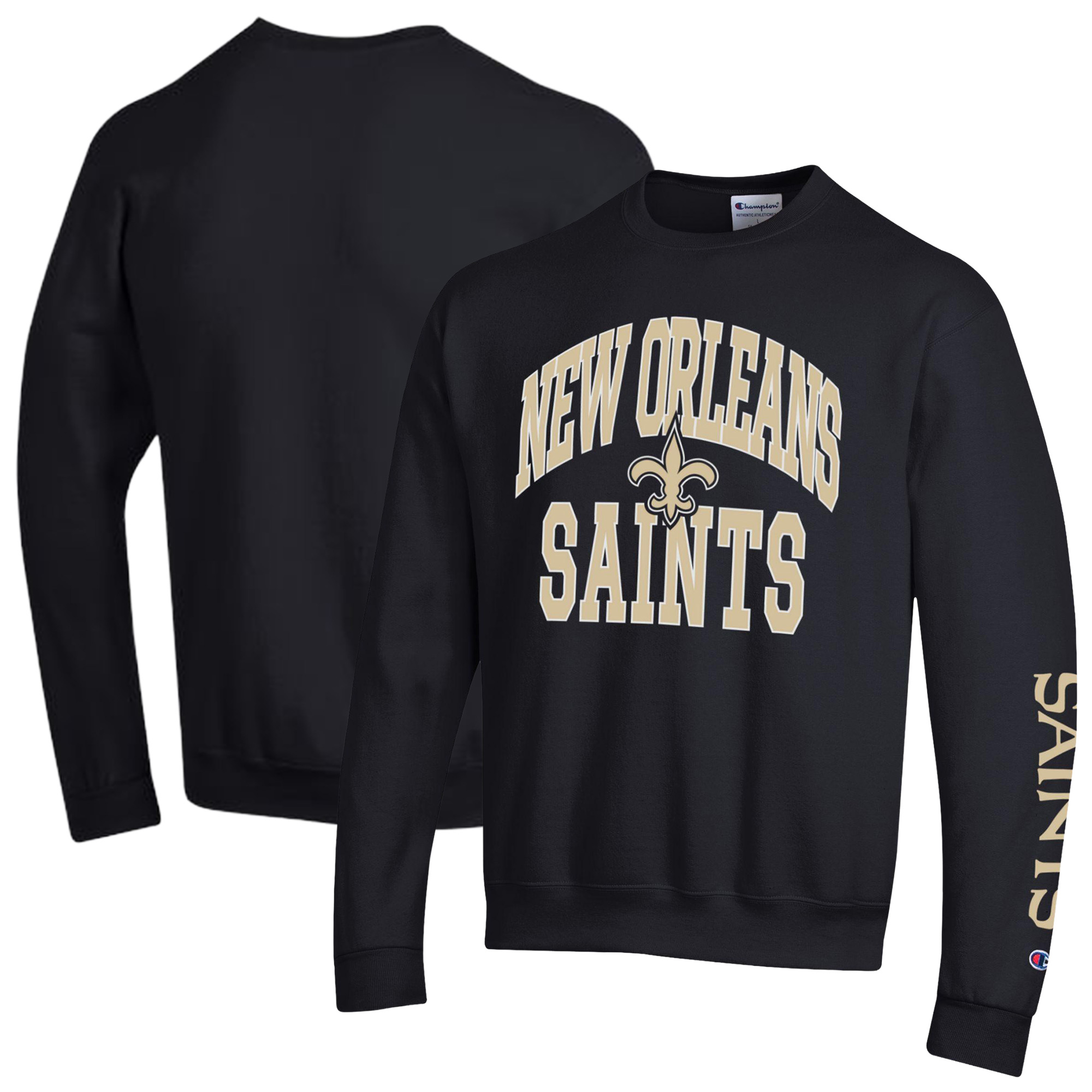 Men's Champion Black New Orleans Saints Powerblend Fleece Sweatshirt