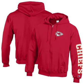 Men's Champion  Red Kansas City Chiefs Powerblend Fleece Full-Zip Hoodie