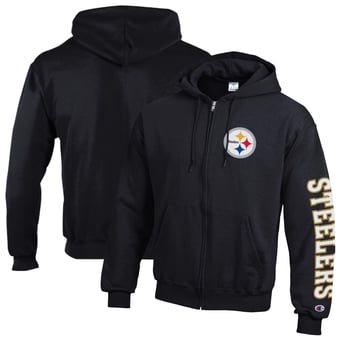 Men's Champion  Black Pittsburgh Steelers Powerblend Fleece Full-Zip Hoodie