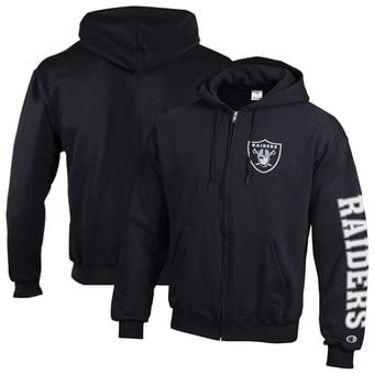 Men's Champion  Black Las Vegas Raiders Powerblend Fleece Full-Zip Hoodie
