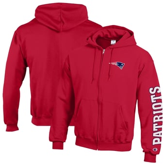 Men's Champion  Red New England Patriots Powerblend Fleece Full-Zip Hoodie