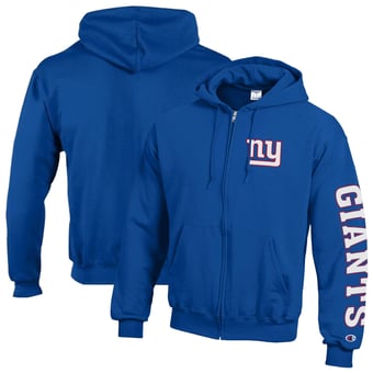 Men's Champion Royal New York Giants Powerblend Fleece Full-Zip Hoodie
