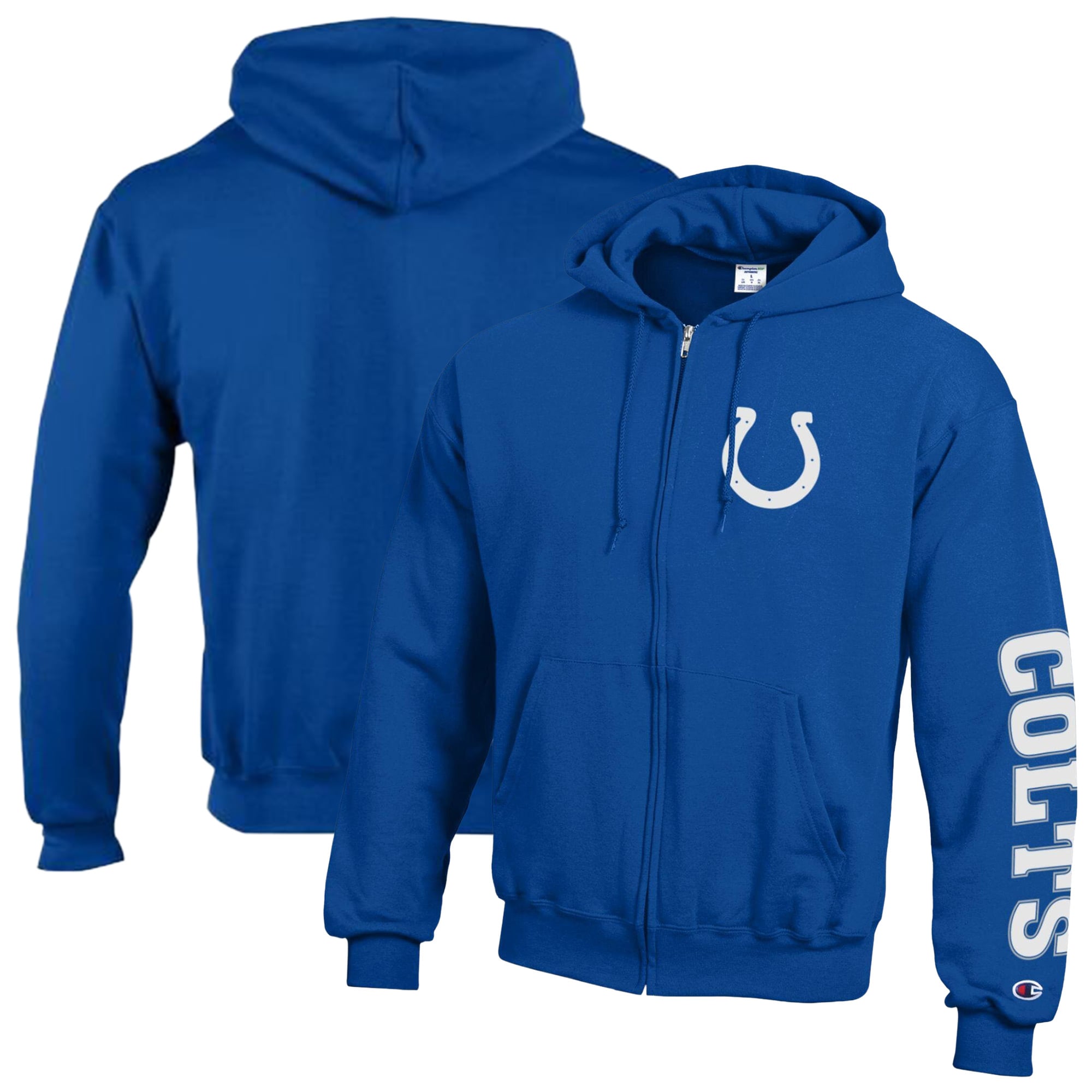 Men's Champion  Royal Indianapolis Colts Powerblend Fleece Full-Zip Hoodie