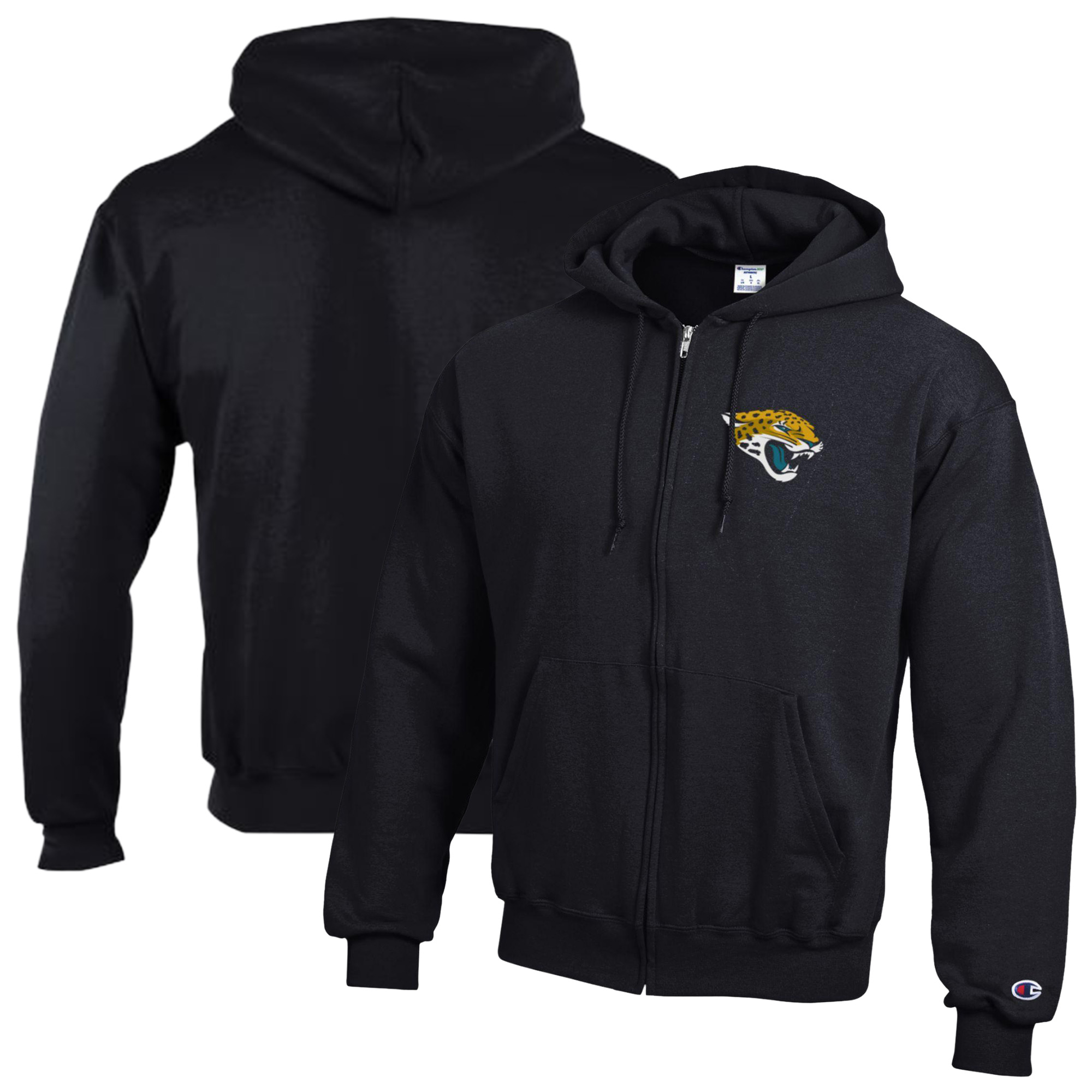 Men's Champion Black Jacksonville Jaguars Powerblend Fleece Full-Zip Hoodie