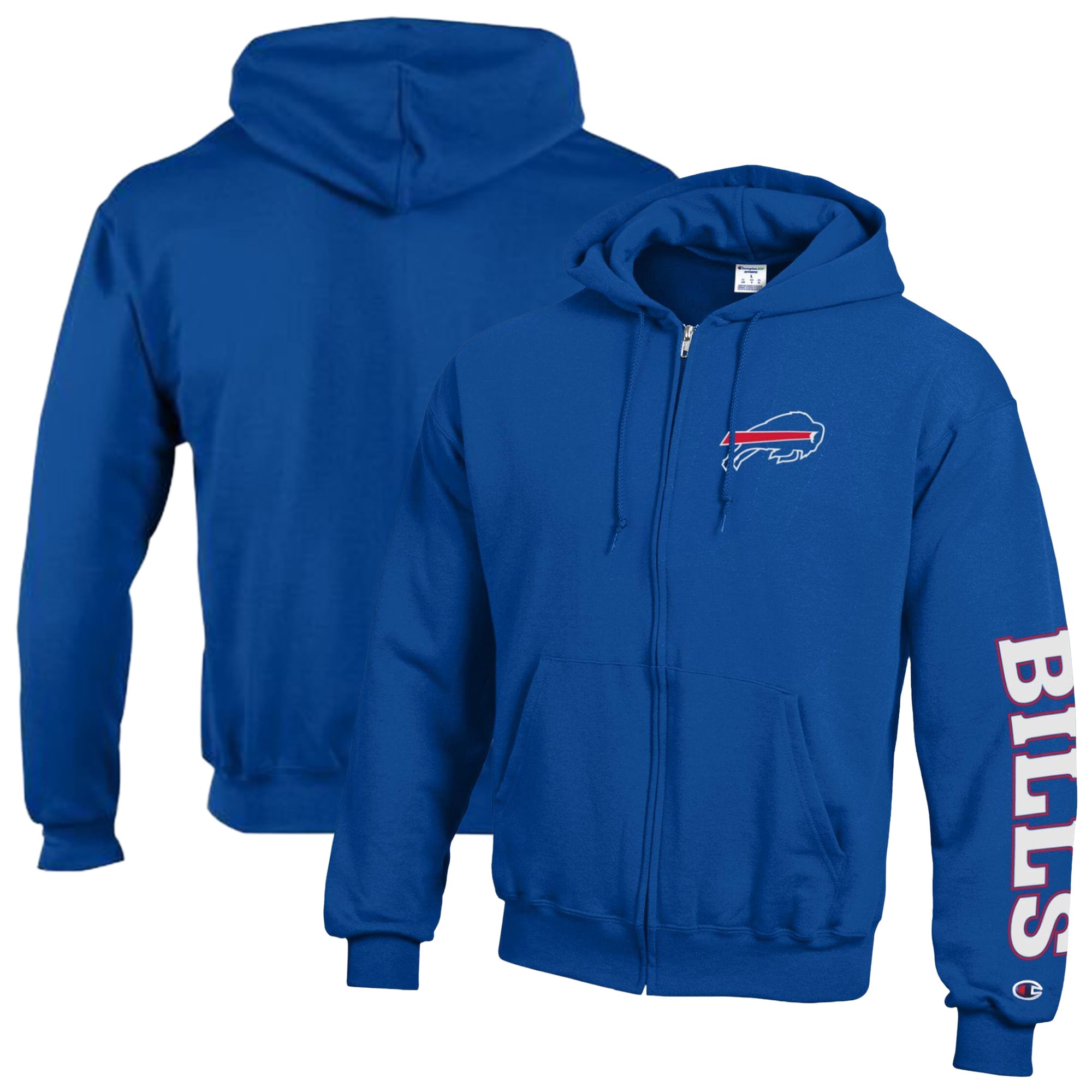 Men's Champion Royal Buffalo Bills Powerblend Fleece Full-Zip Hoodie