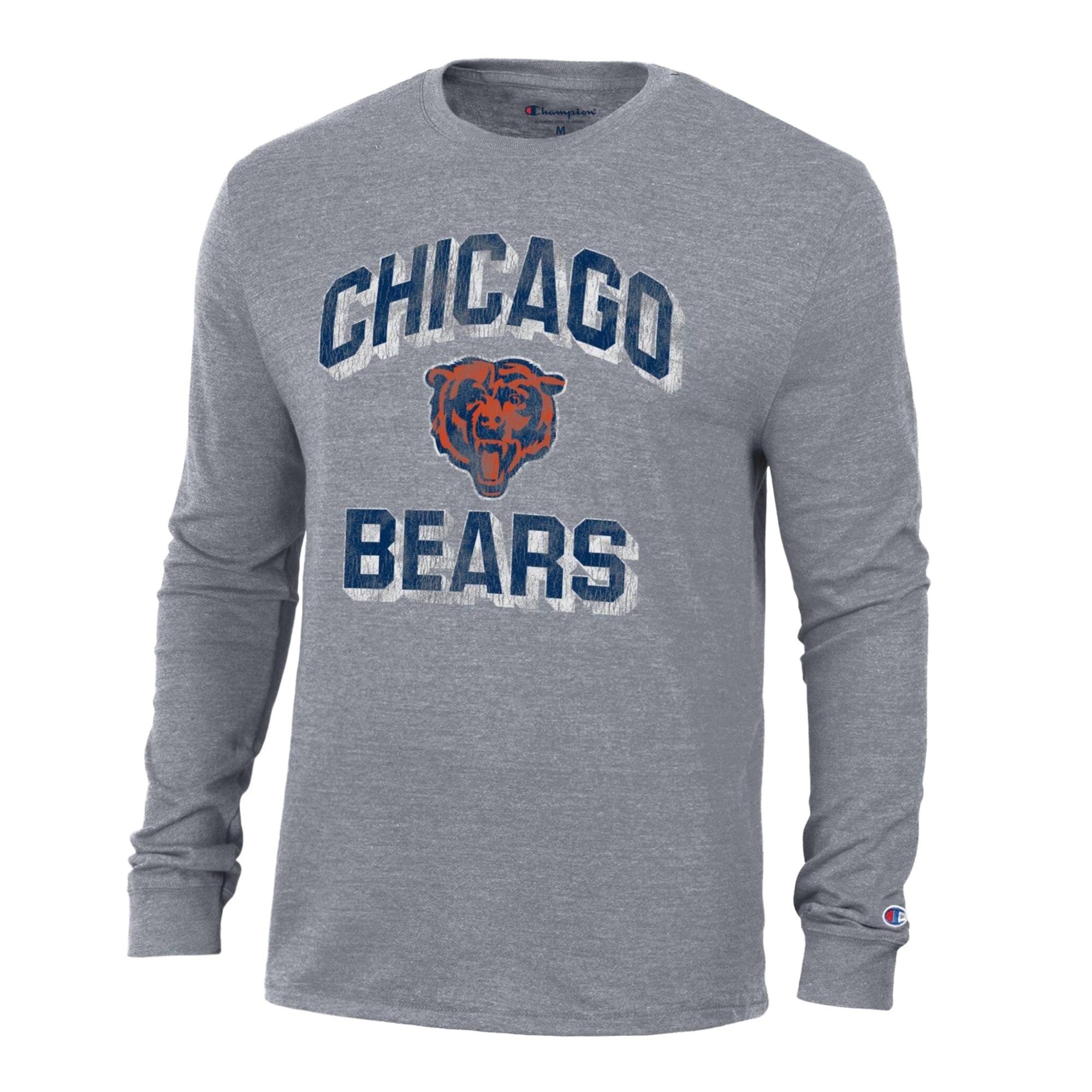 Men's Champion Charcoal Chicago Bears Ultimate Tri-Blend Long Sleeve T-Shirt
