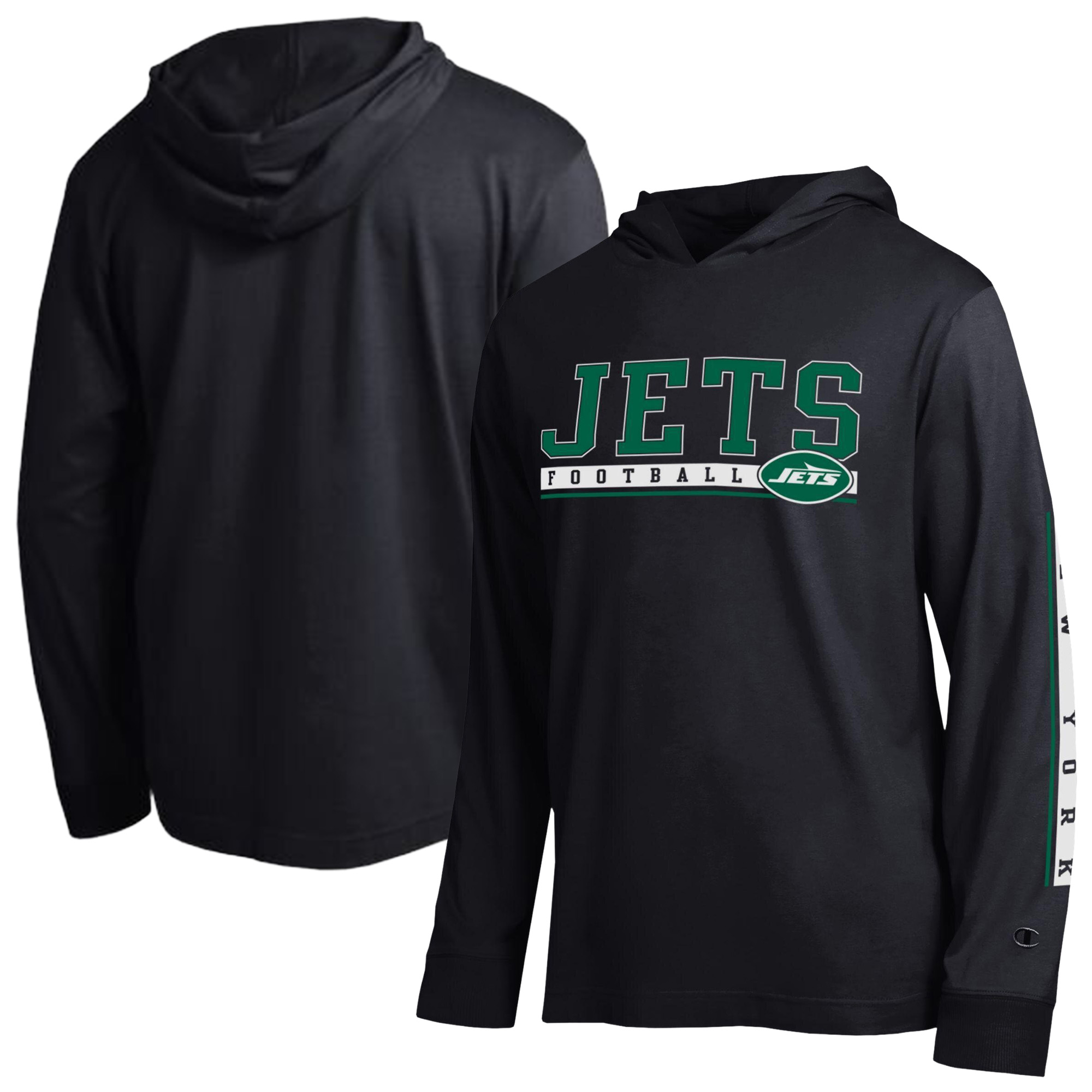 Men's Champion Black New York Jets All Star Hooded T-Shirt