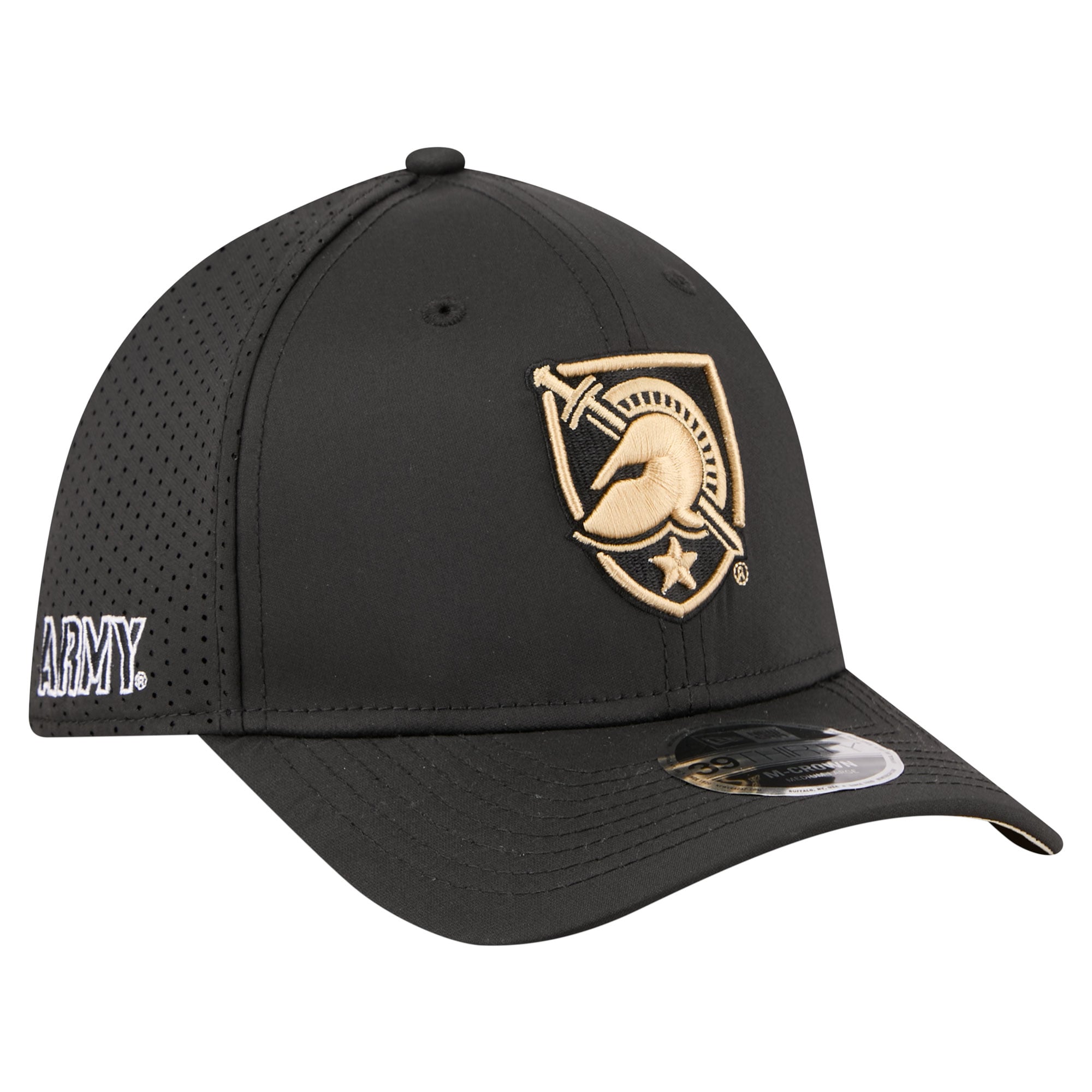 Men's New Era  Black Army Black Knights 39THIRTY M-Crown Flex Fit Hat