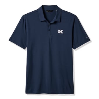 Men's TravisMathew  Navy Michigan Wolverines Halftime Show Heater Tri-Blend Polo