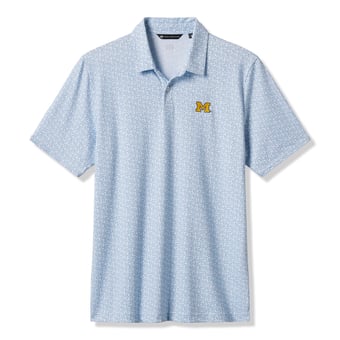 Men's TravisMathew  White/Blue Michigan Wolverines College Bound Tri-Blend Polo
