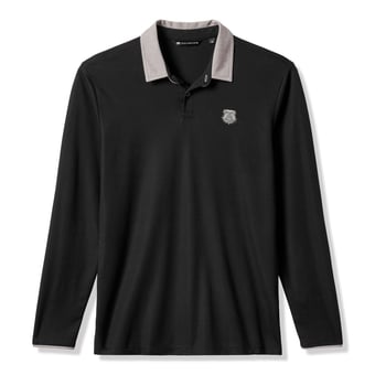 Men's TravisMathew  Black Georgia Bulldogs Varsity Vintage Long Sleeve Tri-Blend Polo