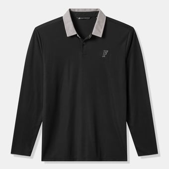 Men's TravisMathew  Black Florida Gators Varsity Vintage Long Sleeve Tri-Blend Polo