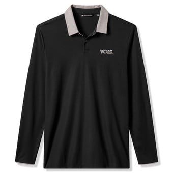 Men's TravisMathew  Black Tennessee Volunteers Varsity Vintage Long Sleeve Tri-Blend Polo