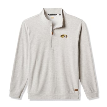 Men's TravisMathew Heather Gray Missouri Tigers Cloud Home Game Quarter-Zip Tri-Blend Pullover