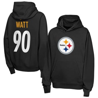 Youth Nike T.J. Watt Black Pittsburgh Steelers Name & Number Club Fleece Hoodie