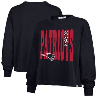Women's '47  Navy New England Patriots Stacked Sydney Long Sleeve T-Shirt
