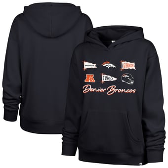 Women's '47  Navy Denver Broncos Bow & Banners Naomi Hoodie