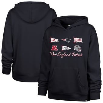 Women's '47  Navy New England Patriots Bow & Banners Naomi Hoodie
