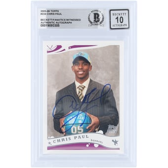 Chris Paul New Orleans Hornets Autographed 2005-06 Topps #224 Beckett Fanatics Witnessed Authenticated 10 Rookie Card